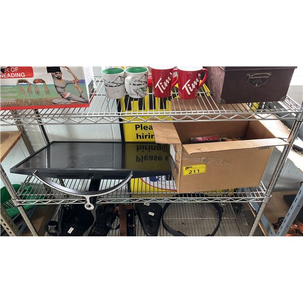 LG 32" TV WITH STAND & BOX OF ASSORTED MUSIC CDS: *TV HAS NO POWER CABLE OR REMOTE*