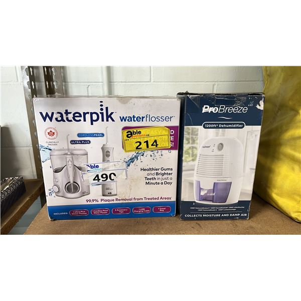 WATERPIK WATERFLOSSER 2-PAK & PRO BREEZE 9 OZ DEHUMIDIFIER