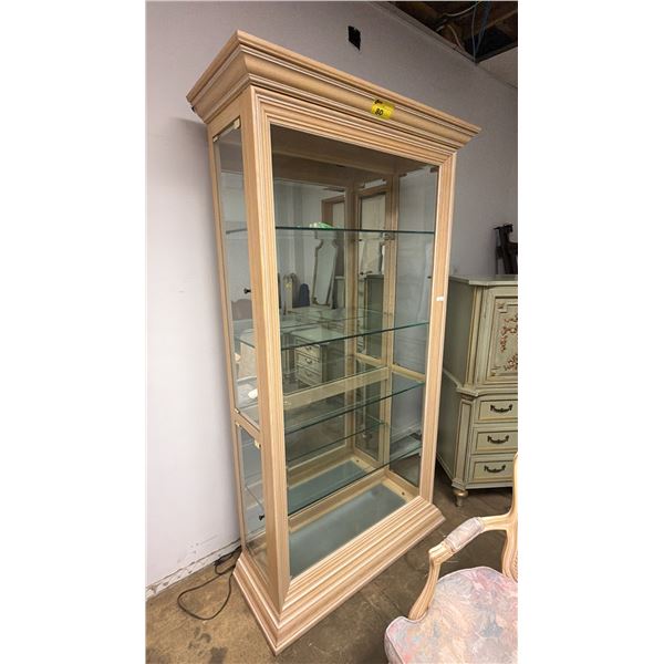 PULASKI FURNITURE WOOD & GLASS IN-LIT CURIO CABINET 39" X 15" X 74"