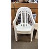 Image 2 : (2) PLASTIC STACKING CHAIRS, PLASTIC STOOL & METAL SIDE TABLE