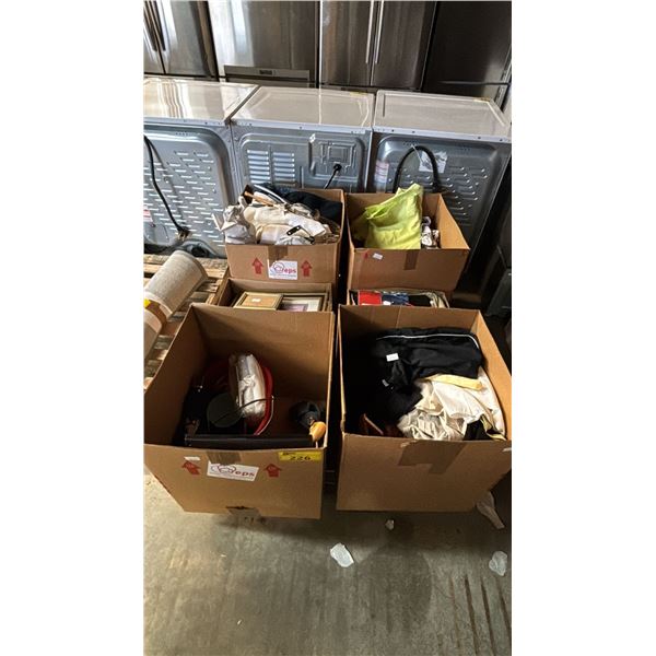 PALLET OF HOUSEHOLD ITEMS: CLOTHING, WALL ART, KITCHEN WARE MONITOR & MORE *MUST TAKE ALL ON PALLET*