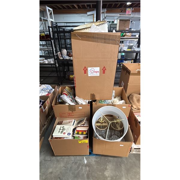 PALLET OF HOUSEHOLD ITEMS: BOOKS, LAMPS, CUSHIONS & MORE *MUST TAKE ALL ON PALLET*