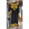 Image 2 : GOLD & SILVER EMBROIDERED BLUE VELVET KAFTAN: SIZE UNKNOWN