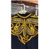 Image 3 : GOLD & SILVER EMBROIDERED BLUE VELVET KAFTAN: SIZE UNKNOWN