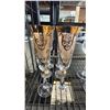 Image 2 : SHELF OF ASSORTED GLASSWARE: CHAMPAGNE GLASSES, WINE GLASSES, DESERT PLATES, VASE & MORE