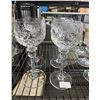 Image 4 : SHELF OF ASSORTED GLASSWARE: CHAMPAGNE GLASSES, WINE GLASSES, DESERT PLATES, VASE & MORE