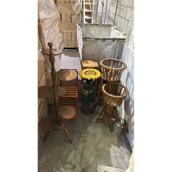 (7) ASSORTED WOOD PLANT STANDS