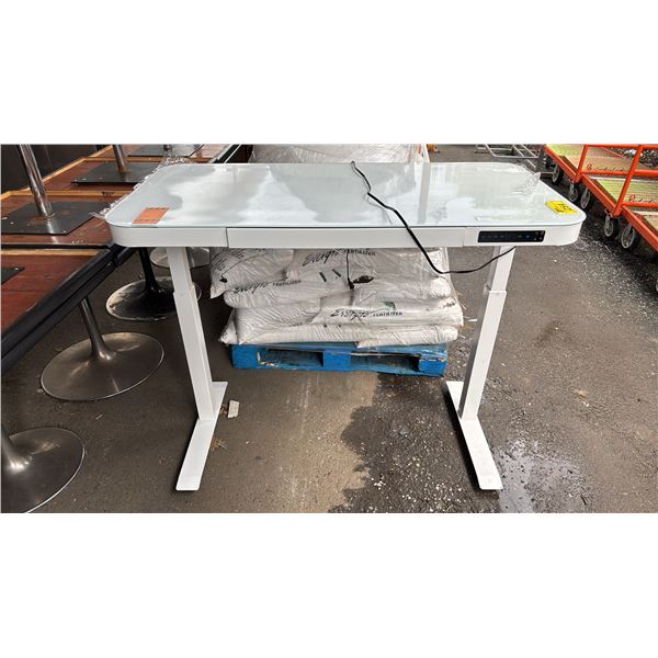 SEVILLE CLASSICS WHITE AIR LIFT TABLE: *WORKING CONDITION UNKNOWN/MAY BE MISSING PARTS & OR PIECES*