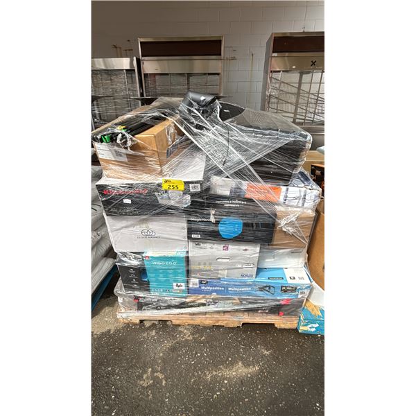 PALLET OF ASSORTED HOUSEHOLD ITEMS: FOOT & CALF MASSAGER, WOOZOO FAN, DISH RACK, ELECRIC KETTLE &