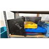 Image 3 : RACK OF ASSORTED ITEMS: ROBOT VACUUM, CASSETTE TAPES, ASSORTED FOOTWEAR, LUGGAGE & MORE
