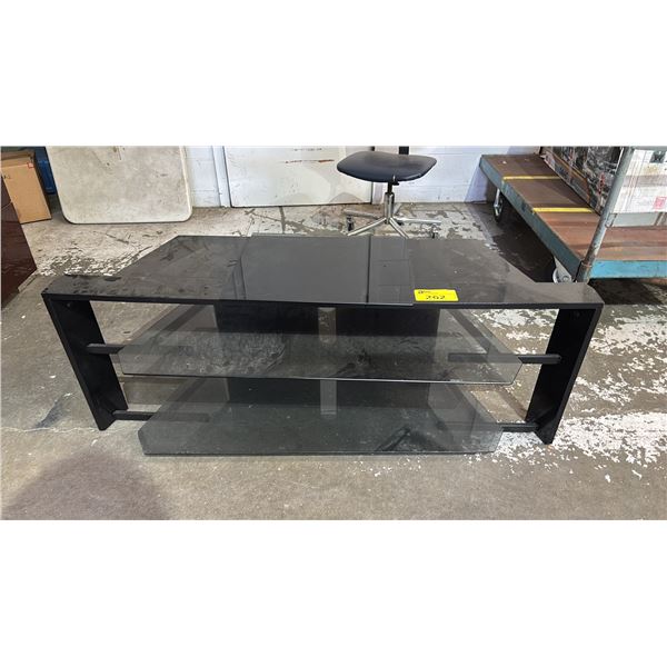 BLACK GLASS 3-TIER TV STAND