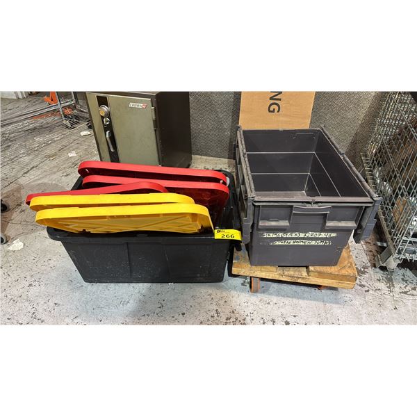 (2) STORAGE TOTES & (5) ASSORTED LIDS