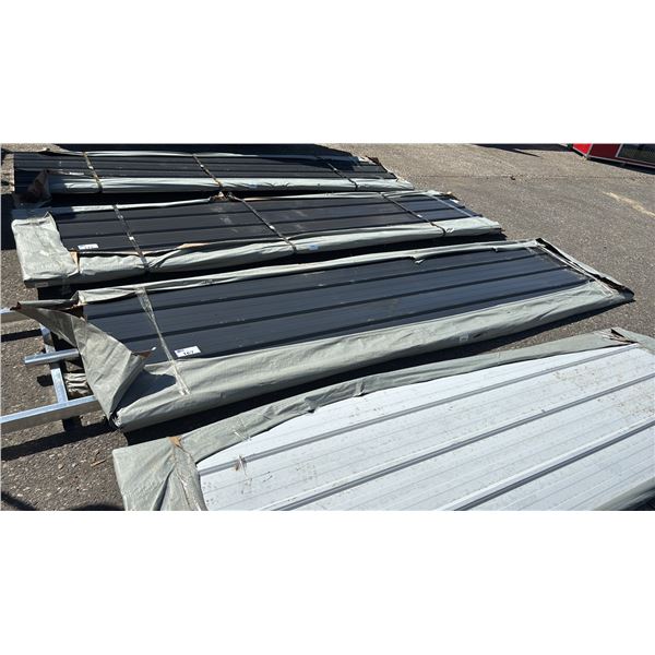STACK OF 12' X 36.5" BLACK CORRUGATED STEEL SHEETS