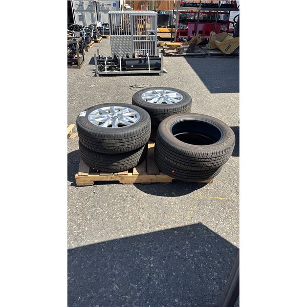 (4) NOKIAN 205/60 R16 96V XL TIRES WITH 5 BOLT METAL RIMS & (2) BRIDGESTONE  P205/60R16 TIRES