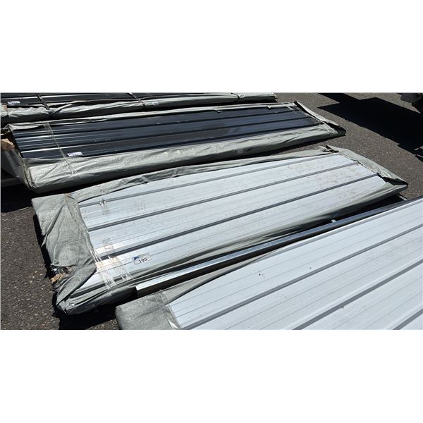 STACK OF 9'10" X 36.5" WHITE CORRUGATED STEEL SHEETS