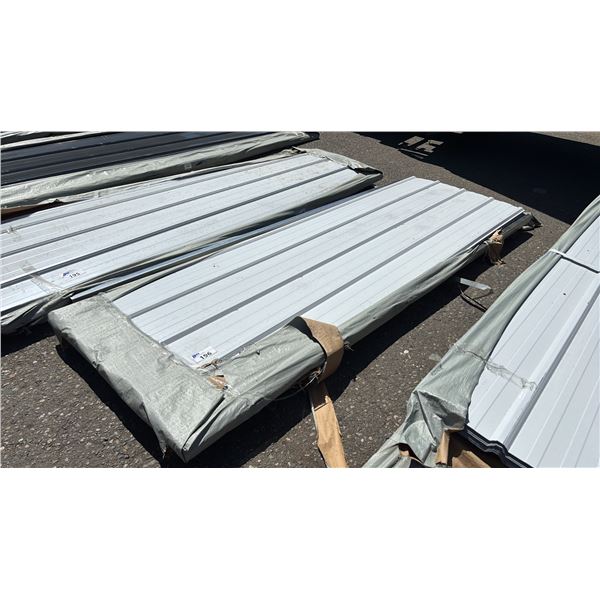 STACK OF 9'10" X 36.5" WHITE CORRUGATED STEEL SHEETS