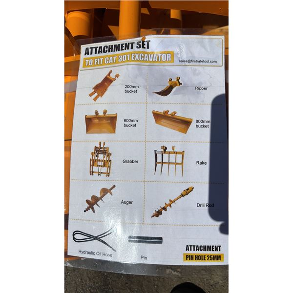 *NEW* MINI EXCAVATOR ATTACHMENT SET FOR CAT 301