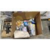 Image 2 : 6 CUBBY WOOD SHELF & CONTENTS, ADJUSTABLE MITER SAW STAND & BOX OF SEAMFIL, WIRE CONNECTORS & MORE