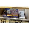 Image 4 : 6 CUBBY WOOD SHELF & CONTENTS, ADJUSTABLE MITER SAW STAND & BOX OF SEAMFIL, WIRE CONNECTORS & MORE