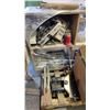 Image 5 : 6 CUBBY WOOD SHELF & CONTENTS, ADJUSTABLE MITER SAW STAND & BOX OF SEAMFIL, WIRE CONNECTORS & MORE