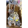 Image 3 : PALLET OF ASSORTED CARPENTRY ITEMS: VISES, ASSORTED TOOLS, HINGES, METAL SANDING CLOTHS & MORE
