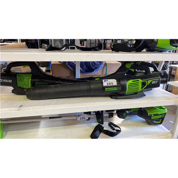 (3) GREENWORKS PRO LEAF BLOWERS *NO BATTERIES/NO CHARGERS/WORKING CONDITION UNKNOWN/MAY BE MISSING