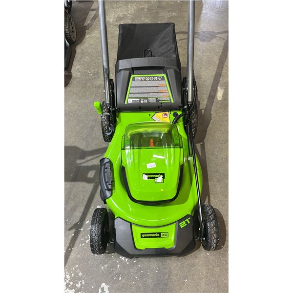 GREENWORKS PRO 80V 21" CORDLESS LAWN MOWER *NO BATTERIES/WORKING CONDITION UNKNOWN/MAY BE MISSING