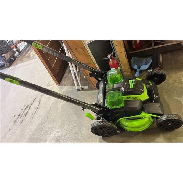 GREENWORKS PRO 80V 21" CORDLESS LAWN MOWER *NO BATTERIES/WORKING CONDITION UNKNOWN/MAY BE MISSING