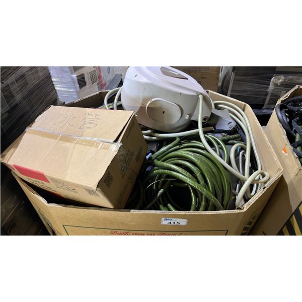 PALLET OF ASSORTED HOSES & A HOSE REEL *WORKING CONDITION UNKNOWN/MUST TAKE ALL ON PALLET*