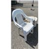 Image 3 : (2) PLASTIC STACKING CHAIRS, PLASTIC STOOL & METAL SIDE TABLE