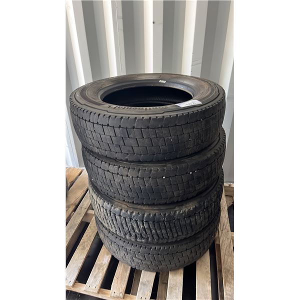 (4) CONTINENTAL CONTI HYBRID HD3 225/70R19.5 TIRES
