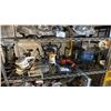 Image 1 : SHELF OF ASSORTED POWER TOOLS: BELT SANDER, JIG SAW, ROUTER, STAPLE GUN, DRILL & 6" BENCH GRINDER