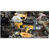 Image 2 : SHELF OF ASSORTED TOOLS: DRILLS, CIRCULAR SAW, NAIL GUN, ANGLE GRINDER & MORE