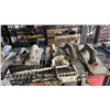 Image 3 : SHELF OF ASSORTED DRYWALL TROWELS, WOODEN FLOATS, CAULKING GUNS & MORE