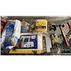 Image 3 : SHELF OF PAPER COVERALLS, MILWAUKEE TOOL BAG & CONTENTS, HAMMERS, SPONGE & MORE