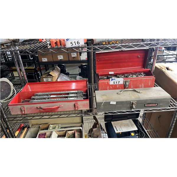 MILWAUKEE DOOR & JAMB BUTT TEMPLATE KIT & (2) METAL TOOLBOXES WITH CONTENTS
