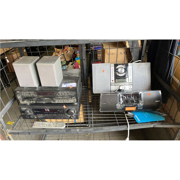 DENON SPEAKERS, JVC 5-DISC CD PLAYER, DENON AV RECEIVER, SANYO CD PLAYER & SIRIUS XM BOOMBOX