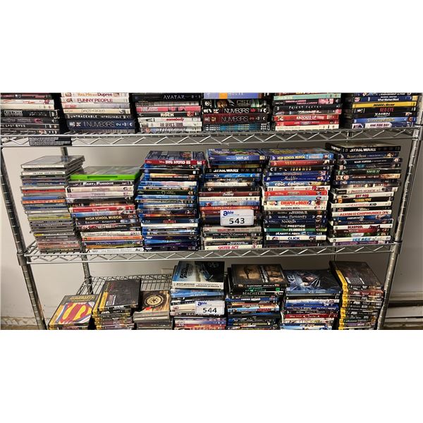SHELF OF ASSORTED DVD & BLU-RAY MOVIES: BIG HERO 6, GREEN LANTERN, ALADDIN & MORE
