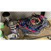 Image 4 : SHELF OF PAINTERS TAPE, CORDLESS PHONES, ELECTRIC LANTERN, METAL PERCOLATING COFFEE POT & MORE