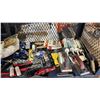 Image 4 : SHELF OF ASSORTED HAND TOOLS, GROUT FLOAT, PAINT BRUSHES, LATEX SILICONE CAULKING & MORE