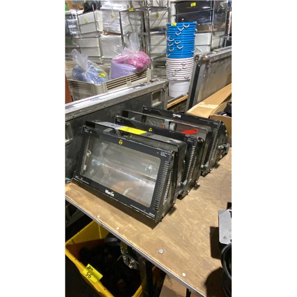GROUP OF 3 MARTIN ATOMIC 3000 DMX PROFESSIONAL 3000 WATT HIGH-IMPACT STROBE LIGHTS