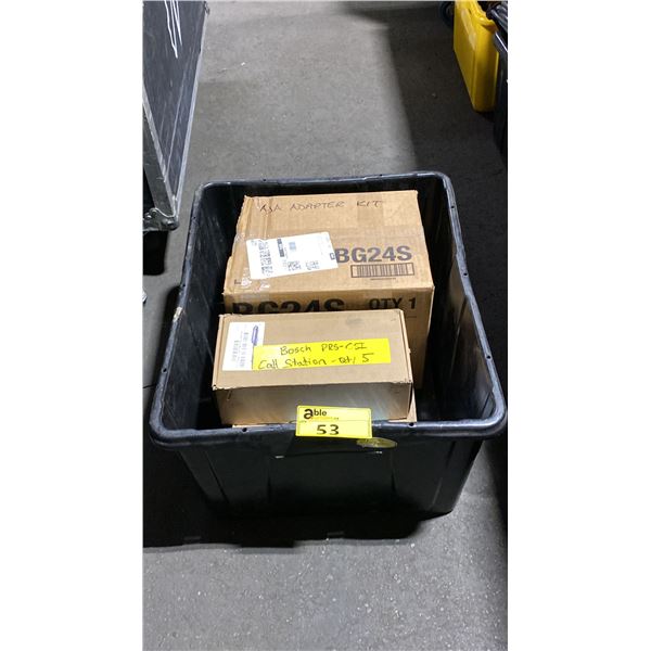 BIN OF 5-BOSCH PRS-CSI CALL STATIONS, 2- KRAMER TP114/TP KITS & ASA ADAPTER KIT *BIN NOT INCLUDED*