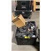 Image 1 : BIN OF ASSORTED POWER BOX OUTLETS, CABLES & DATA LINK CABLES