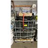 Image 1 : METAL PALLET CRATE OF ASSORTED BLACK MESH TARPS