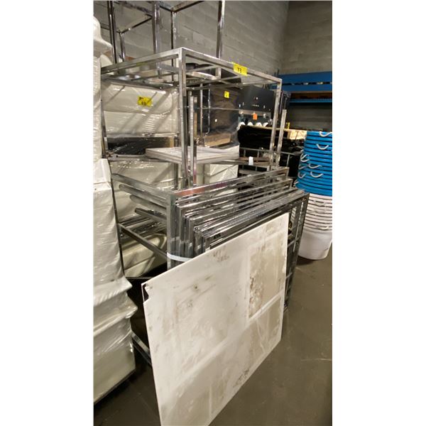 ASSORTED METAL TABLE BASES (SOME TOPS)