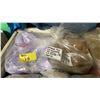 Image 1 : BAG OF EVENT POLY TABLECLOTHS 90" ROUND IN EGGPLANT, NAVY, SILVER & 90" ROUND SATIN TABLECLOTHS IN