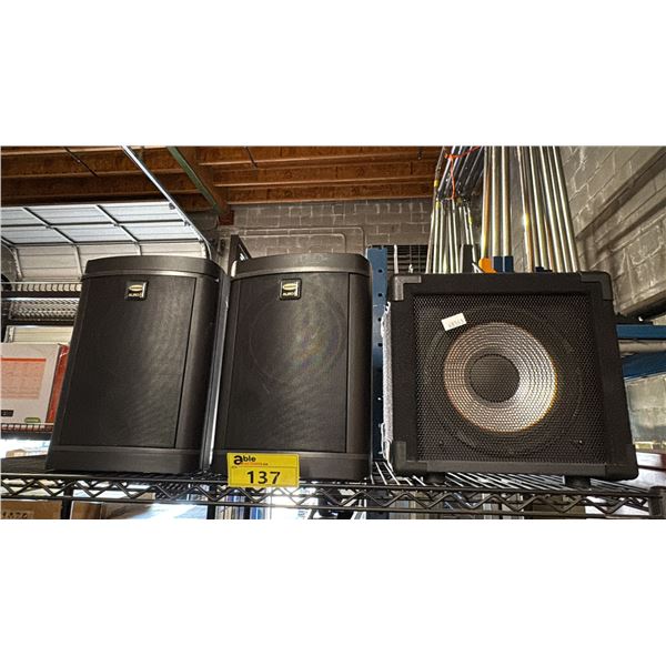 2 SAMSON AURO 8 2 WAY LOUDSPEAKERS AND SUBWOOFER