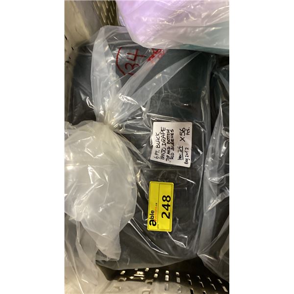 BAG OF 6' BLACK BANJO DRAPE TOP AND BOTTOM ROD SLEEVES