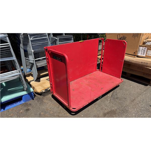 RED METAL 51"W X 24"D X 36"H MOBILE 3 SIDED PRODUCT CART