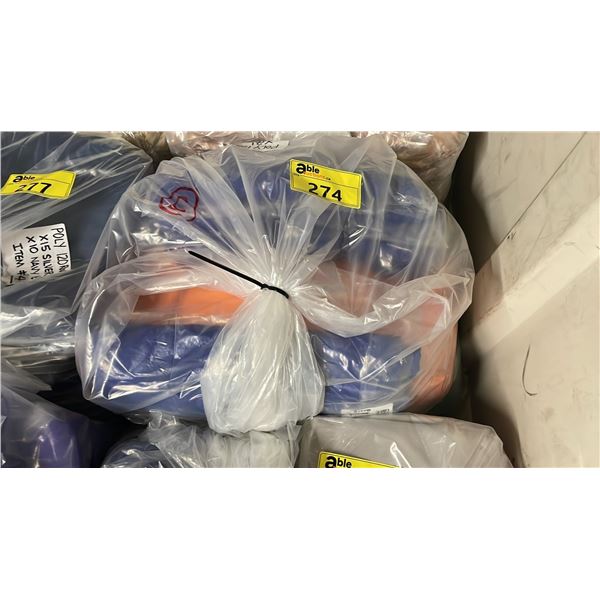 BAG OF PROFESSIONAL EVENT TABLECLOTHS POLY ASSORTED COLOR 120" ROUND 21 PCS IN BAG